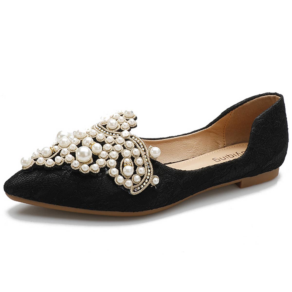 Lace Pearl Ballet Flats for Women, Bridal Style