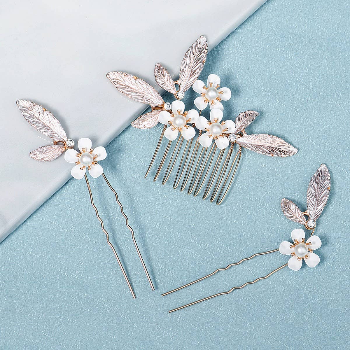 PEARL FLOWER BRIDAL HAIR ACCESSORIES SET_CWAHA2799
