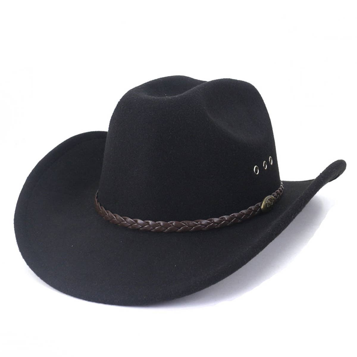 Western Cowboy Wool Felt Hat Wide Brim Jazz Hat_CWAH0677