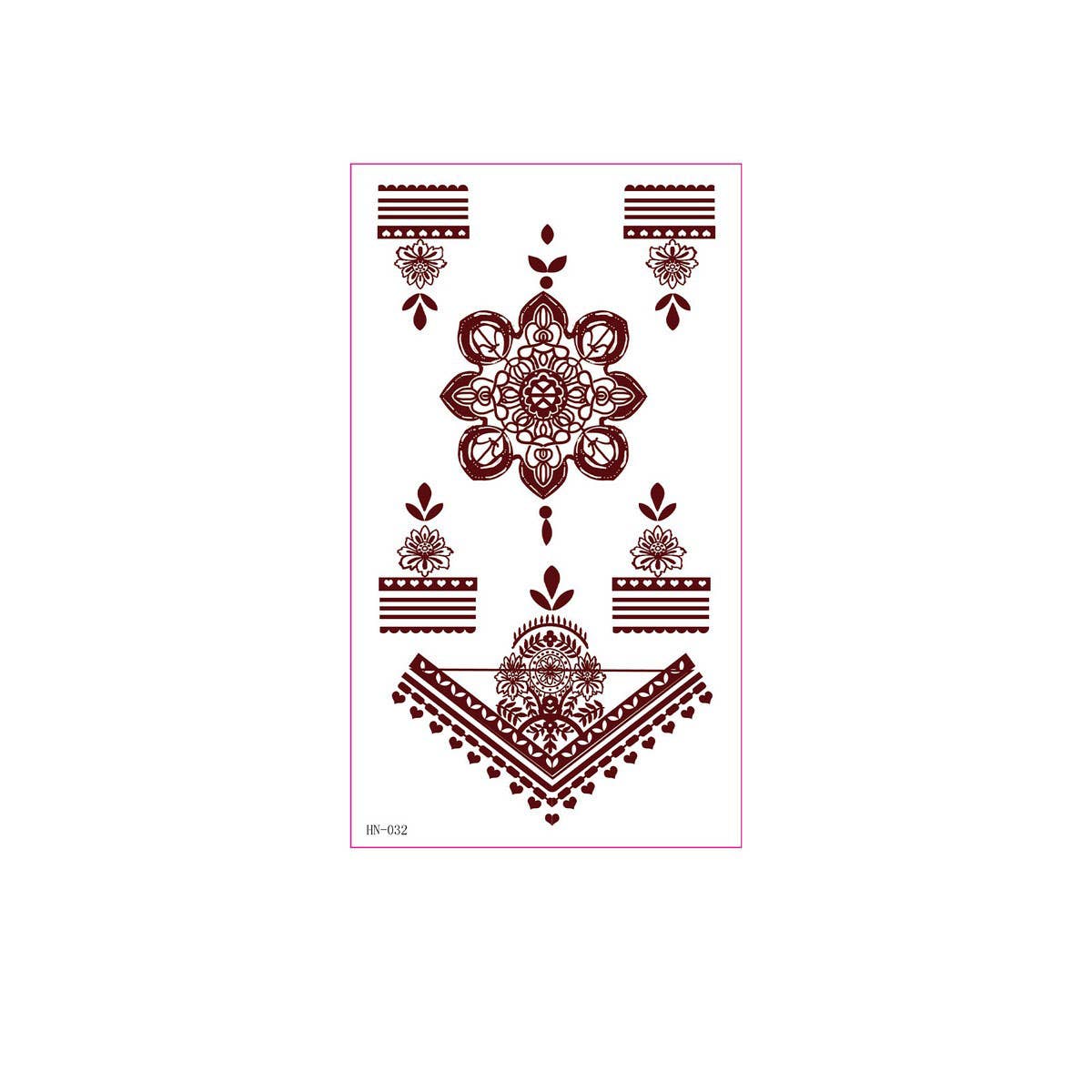 Realistic Brown Henna Tattoo Stickers Waterproof_CWMM8347