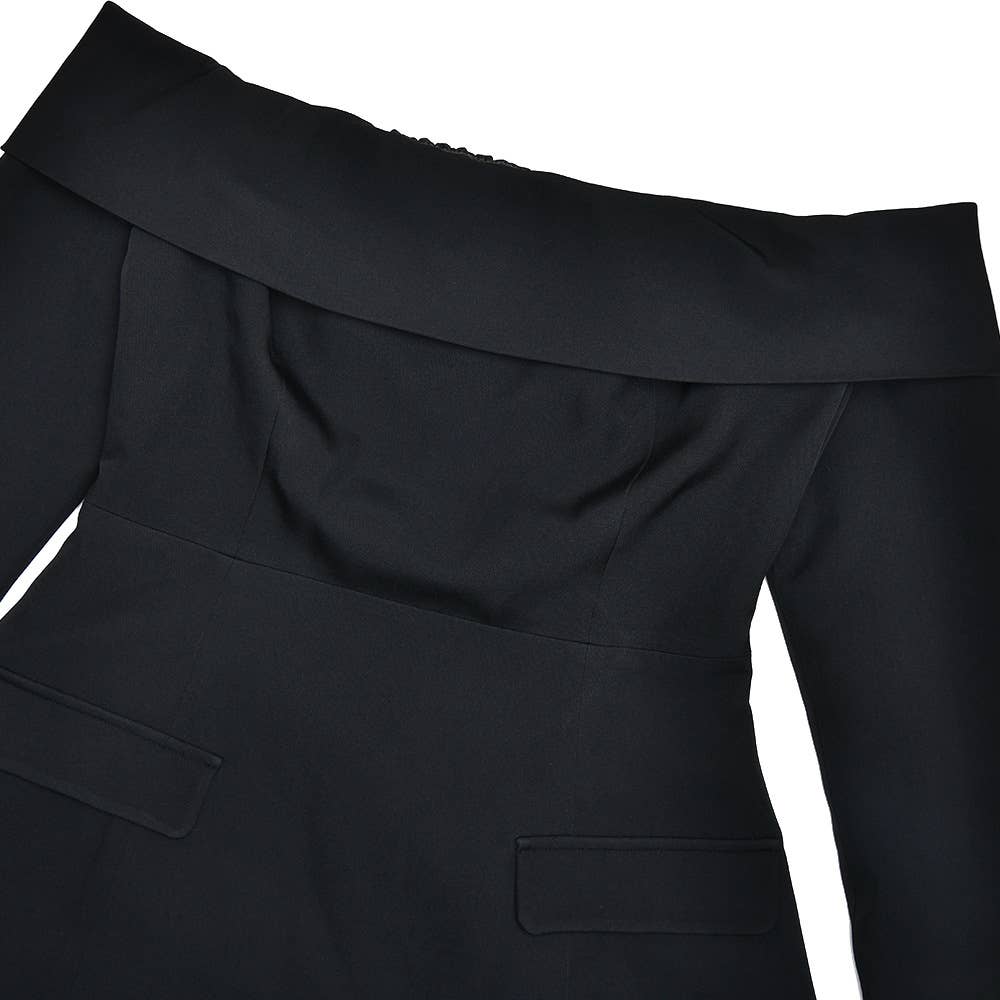 Strapless backless long-sleeved A-line dress