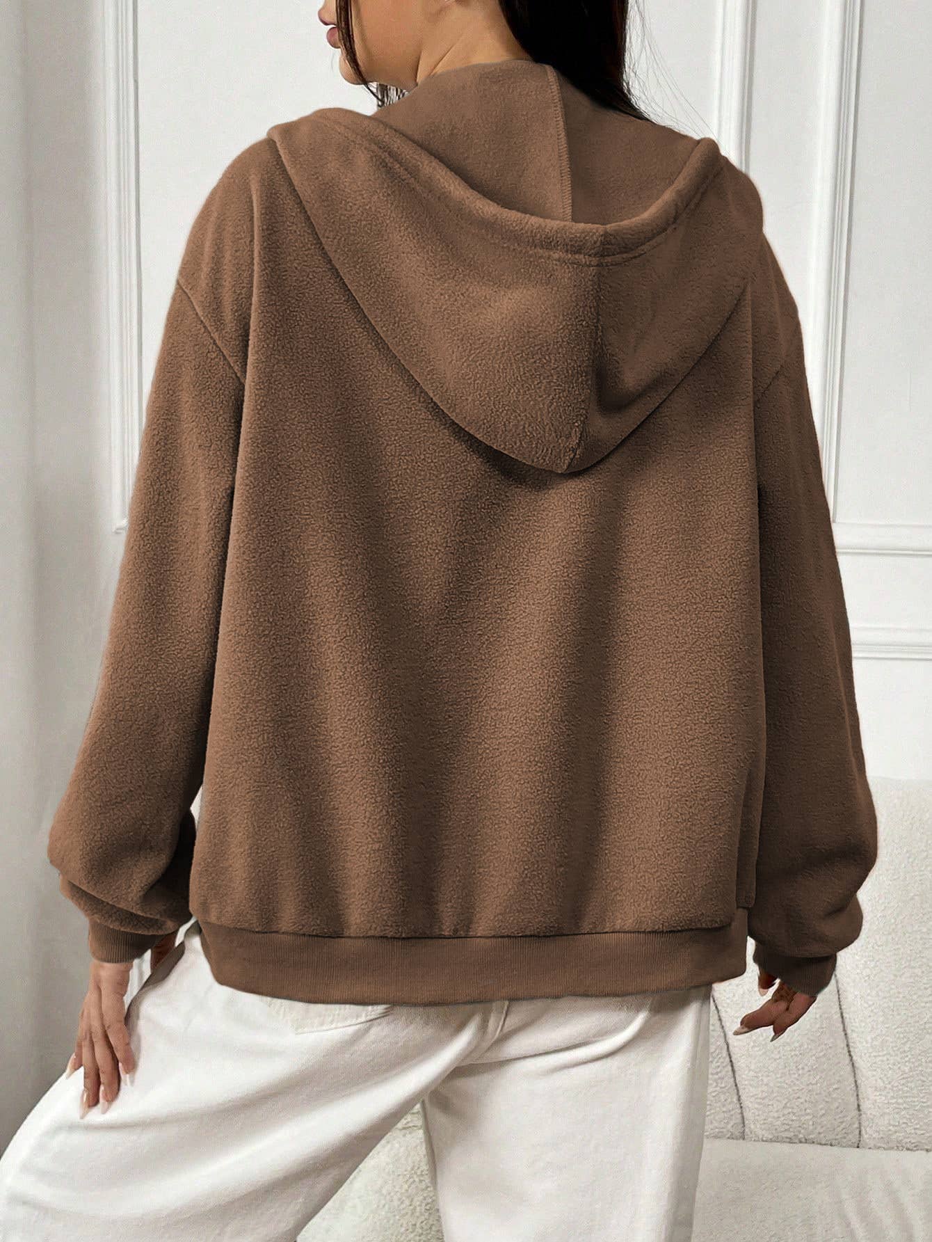 STREET HOODED COAT WITH LOOSE ZIPPER