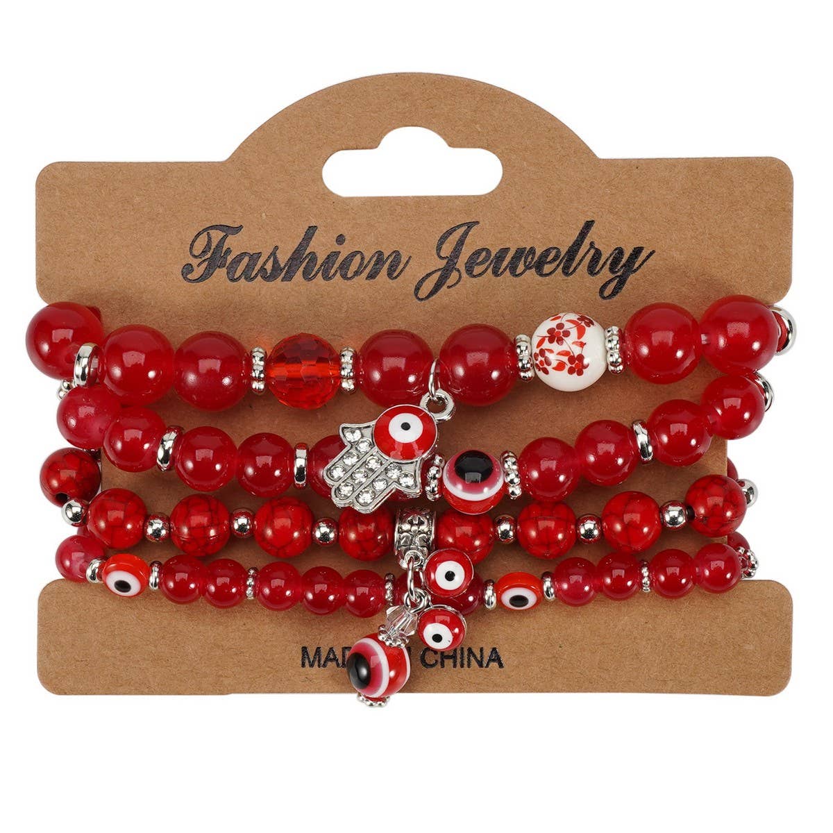 CWAJE05701_BOHO MULTI LAYER GLASS CERAMIC BEADED BRACELET