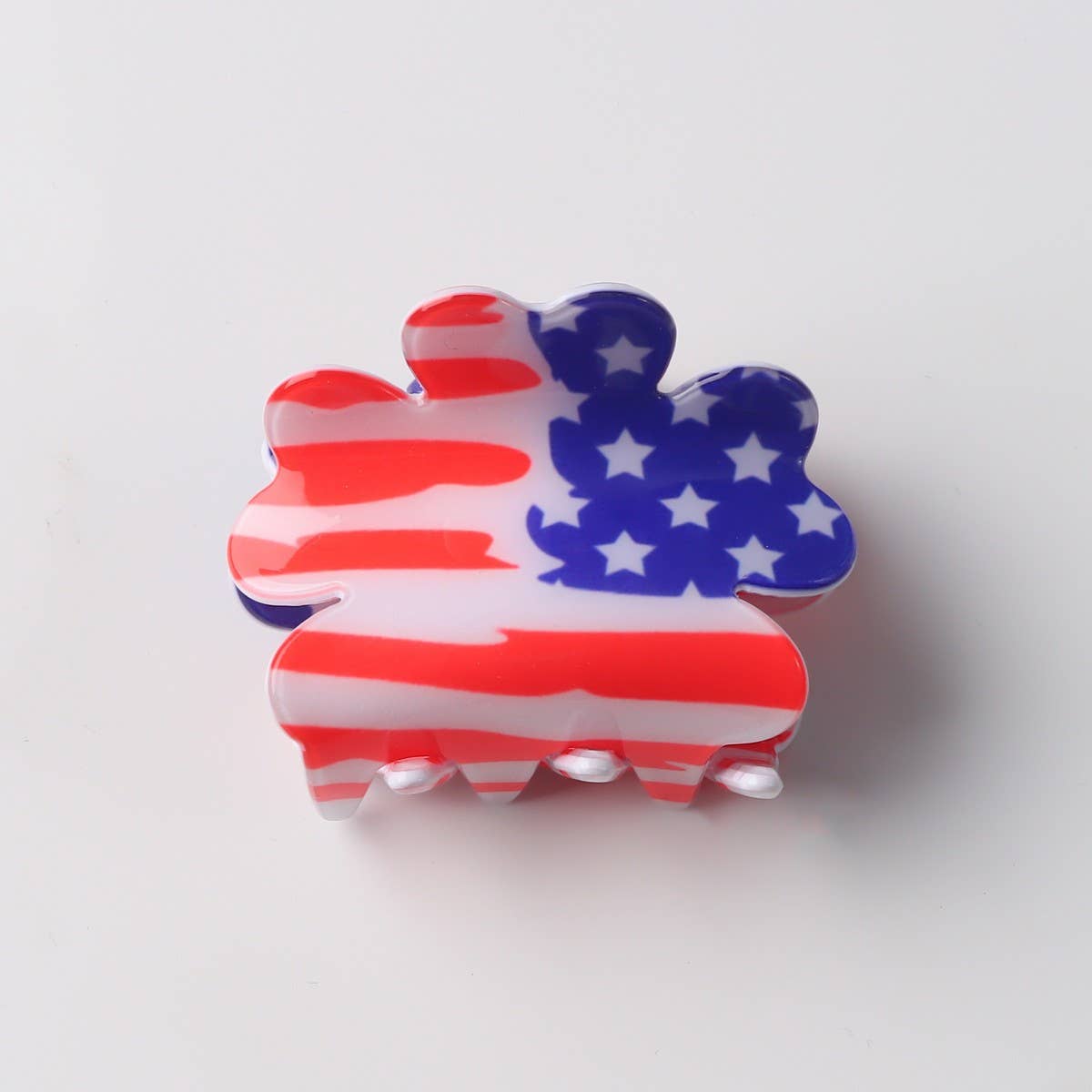 CWAHA1238_4TH OF JULY FLAG PETAL SHAPE HAIR CLAW CLIP