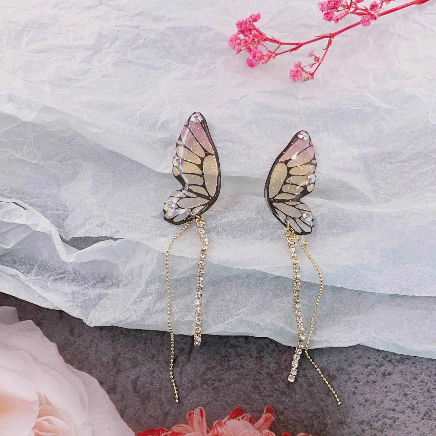 Personalized three-dimensional butterfly earrings