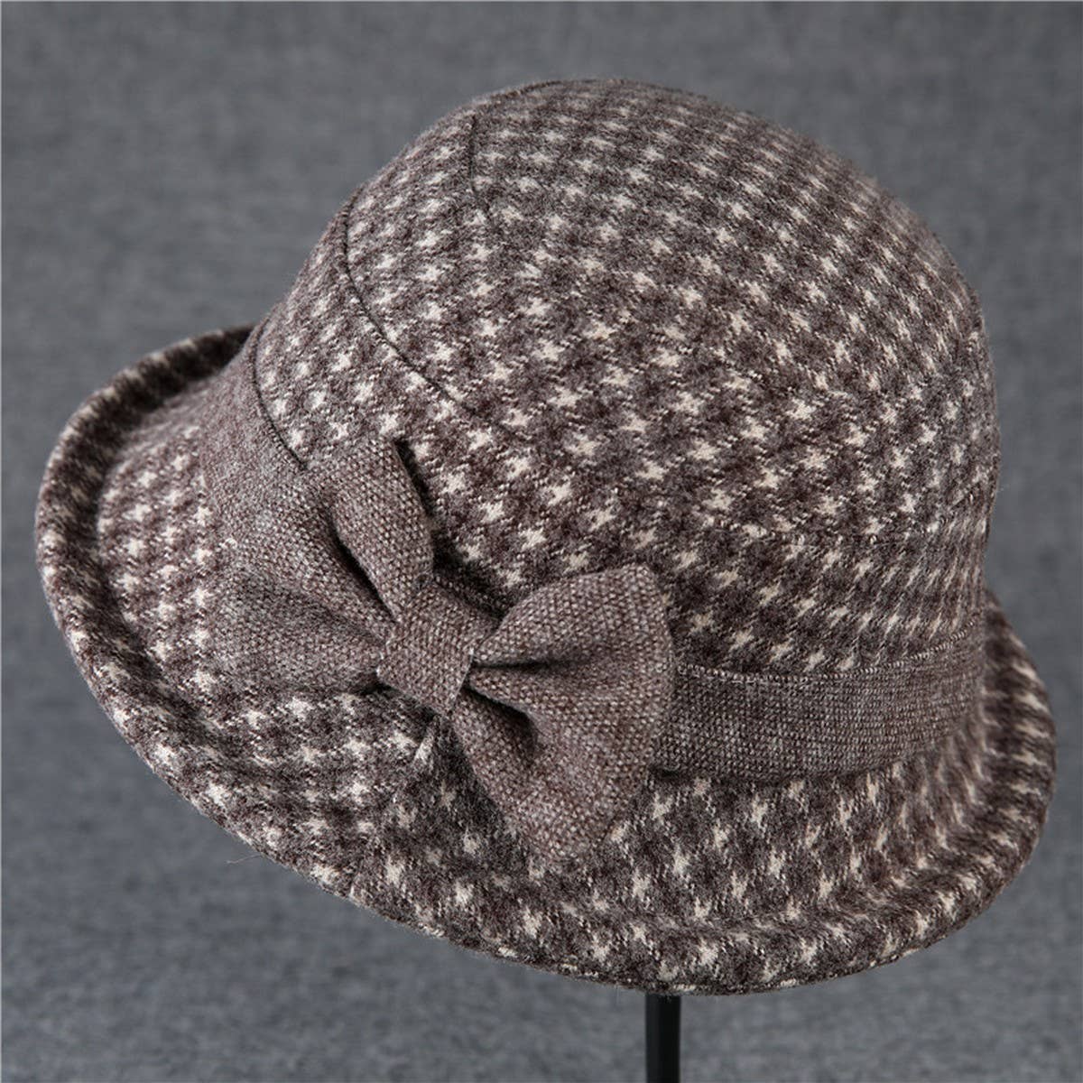 THICKENED WARM CURLED BOW RETRO BUCKET HAT_CWAH1795