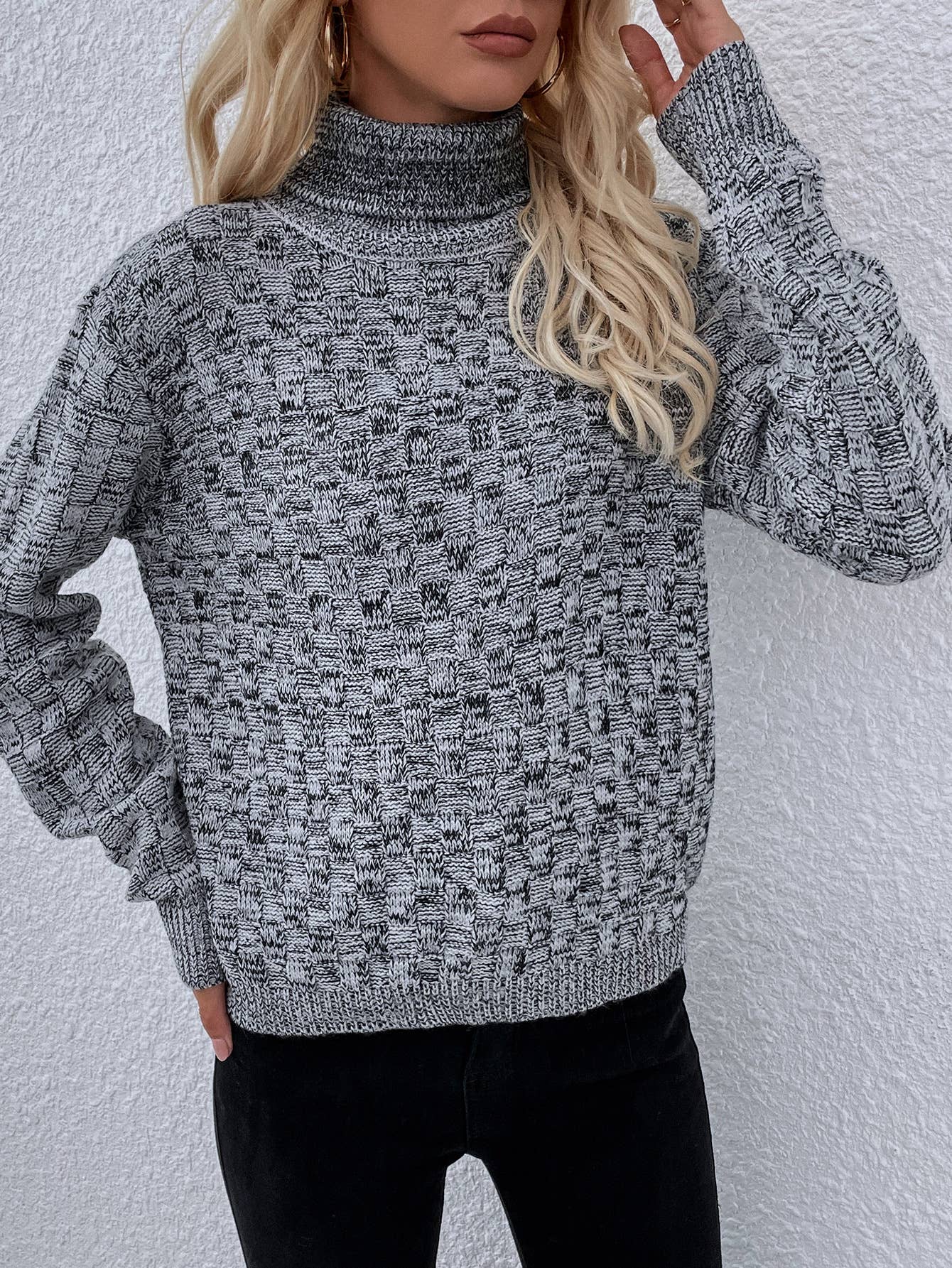 CWOSWL1157_Turtle Neck Long Sleeve Pullover Sweater