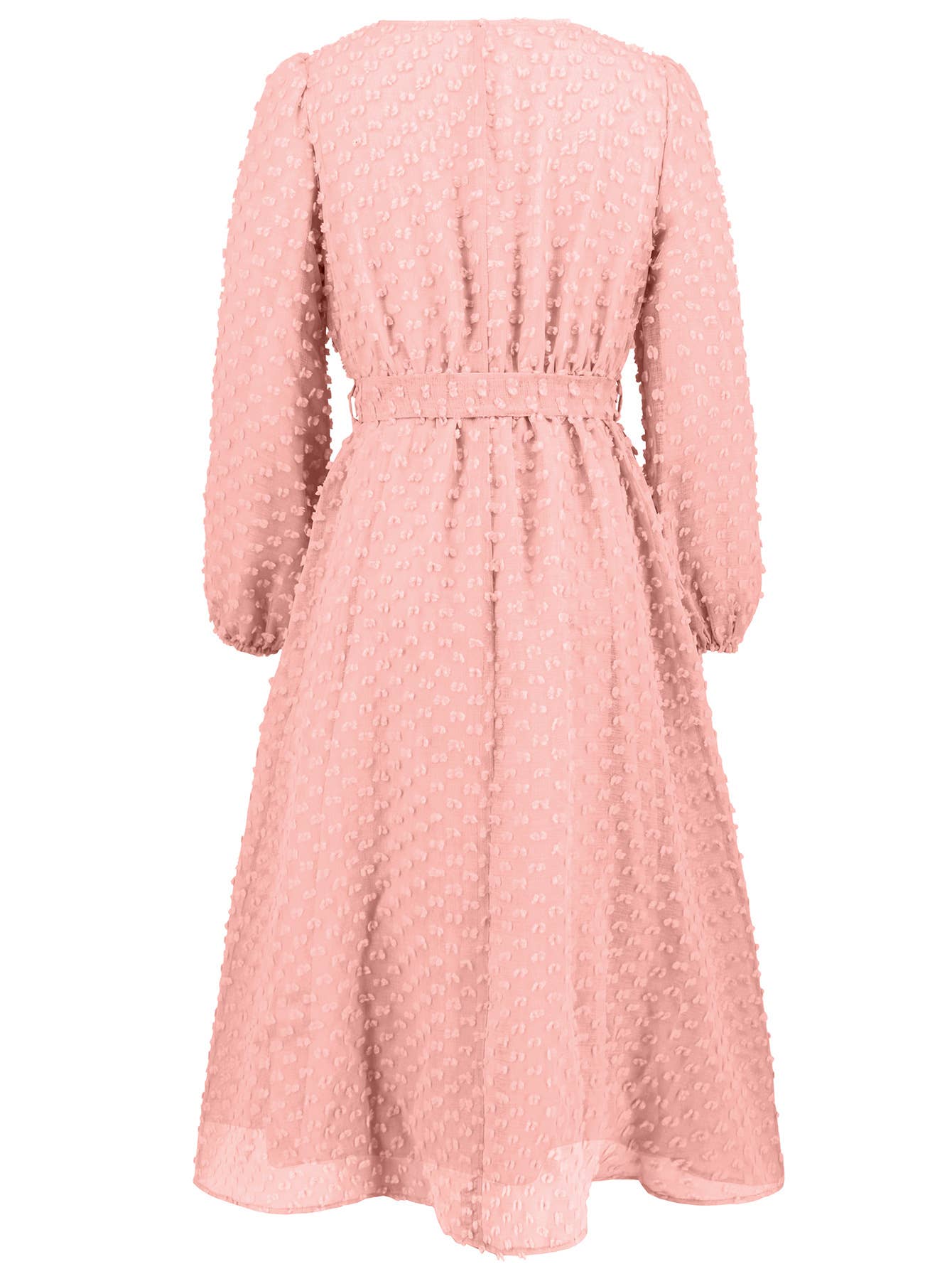 Jacquard Long Sleeve Dress with Waist Detail