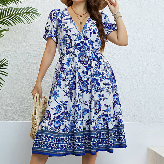 V neck fashion waist slimming dress_CWDSD3377