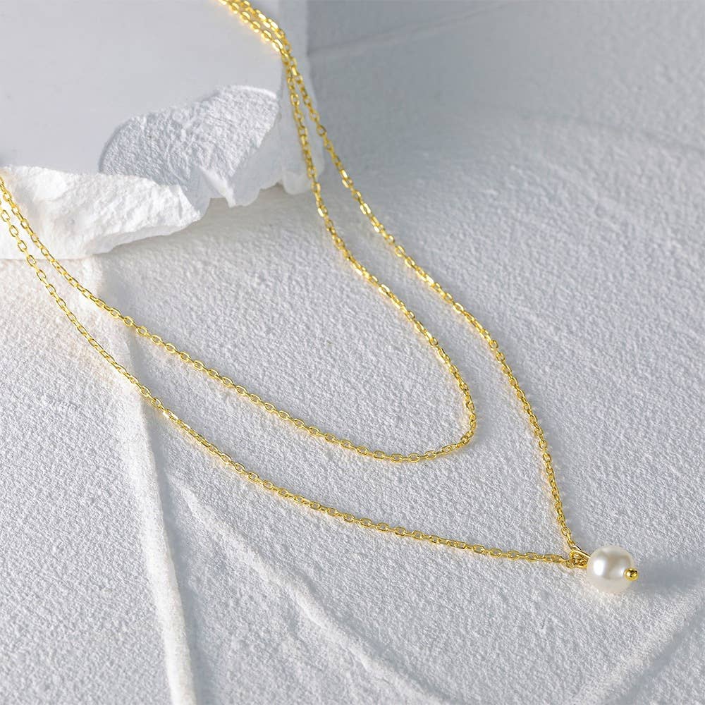 Fashionable simple electroplated pearl necklace