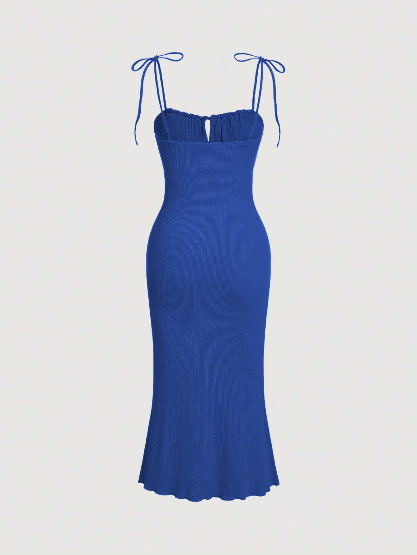 Lace-up, hip-hugging, strappy fishtail dress