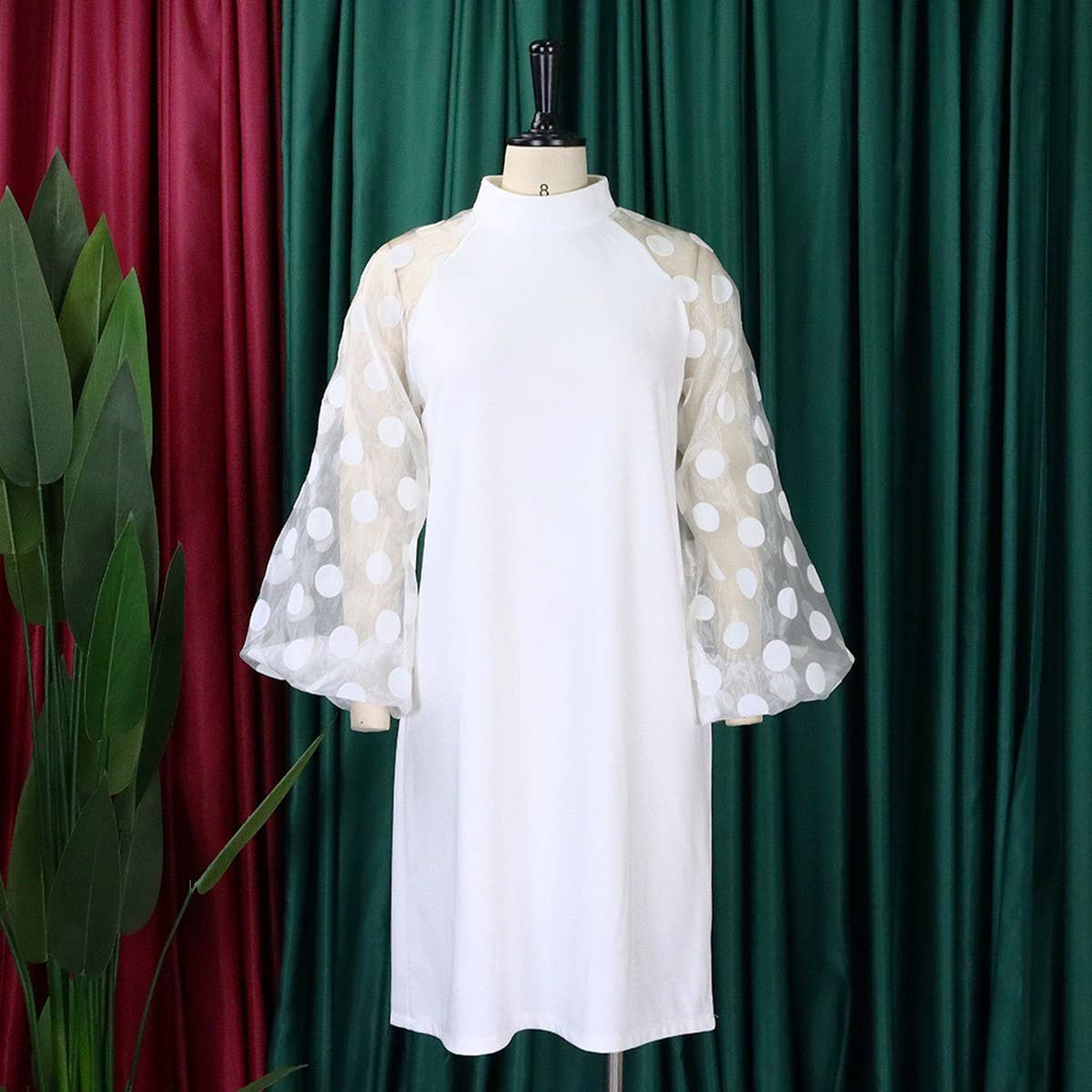 FASHION LOOSE MESH STITCHING LARGE SIZE DRESS_CWDSD6142