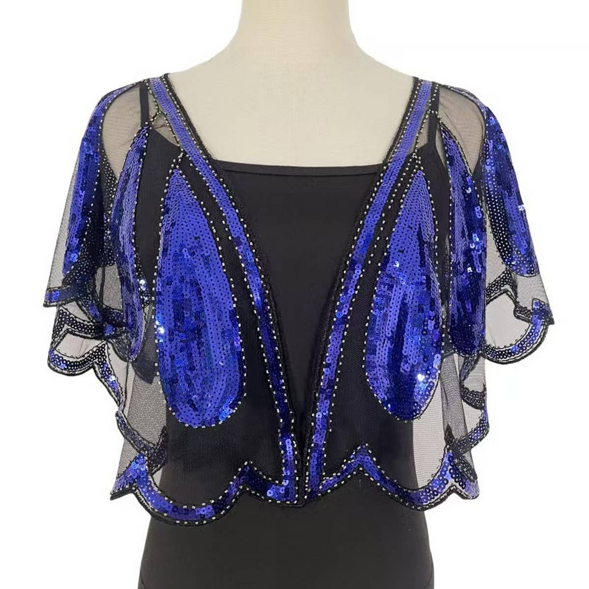 Beaded Sequin Capelet ??Vintage Evening Shawl_CWMM8962