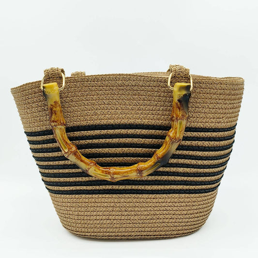 CONTRAST COLOR STRIPED HAND WOVEN BAG_CWAB2092