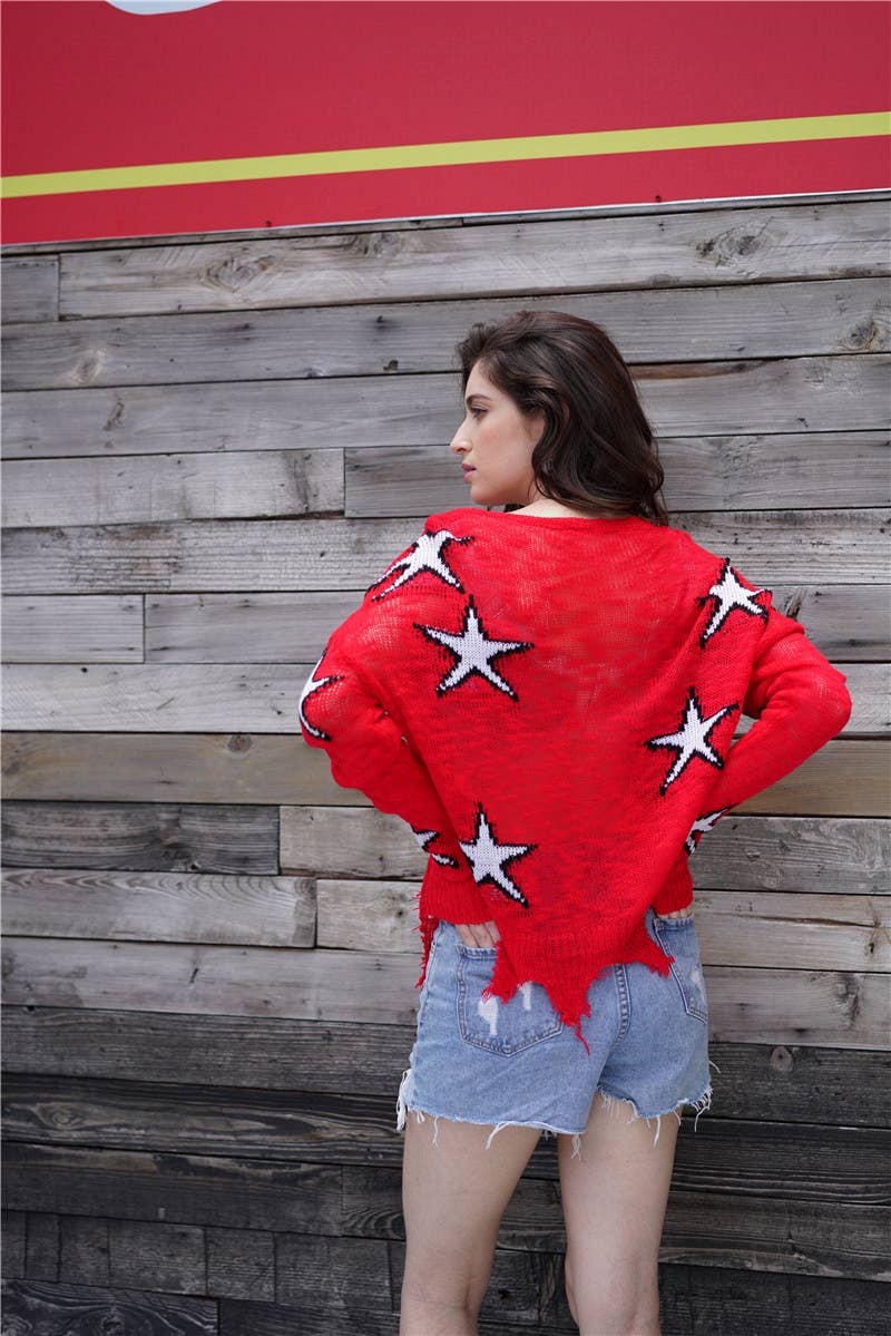 CREW NECK JUMPER GEOMETRIC LOOSE SWEATER_cwoswl2313