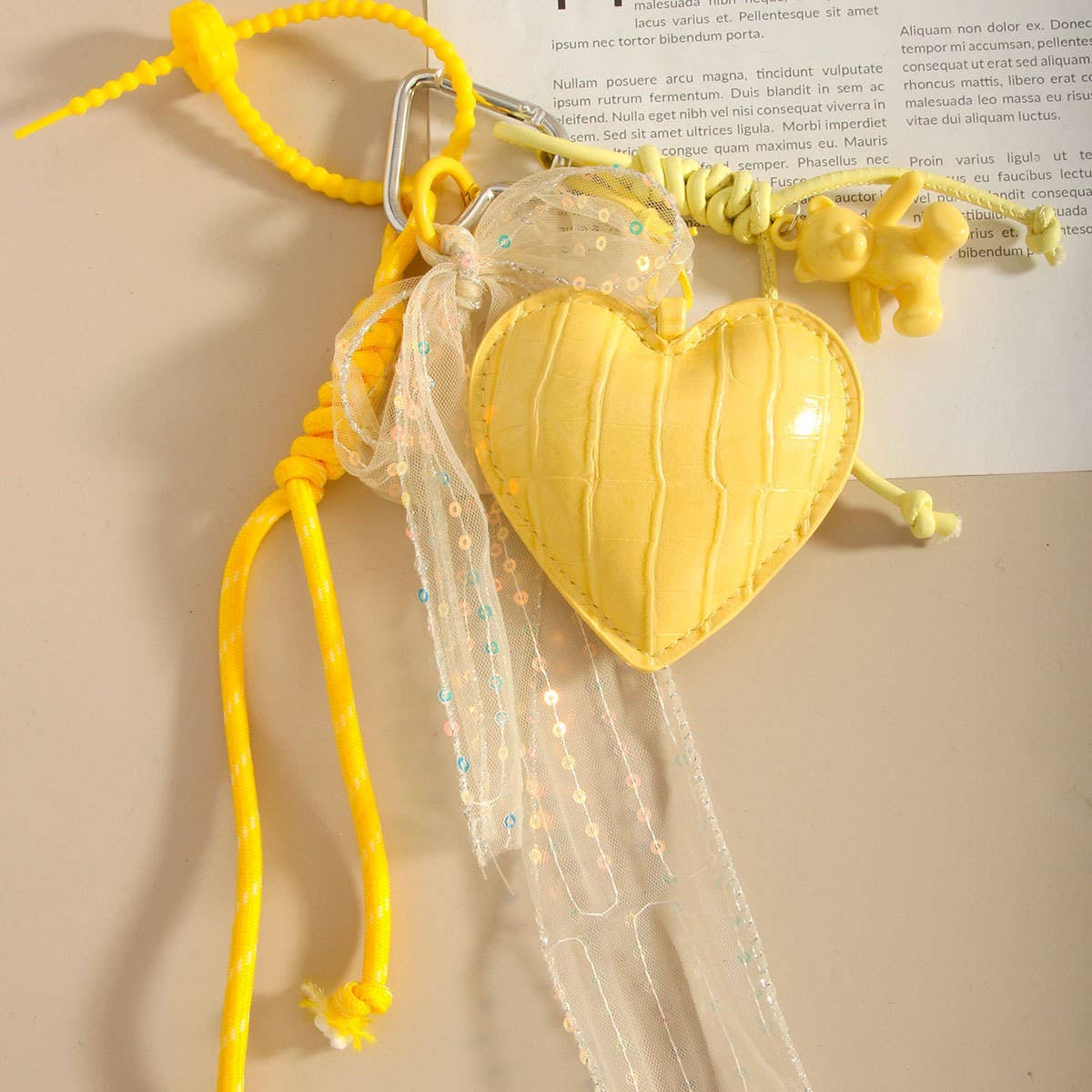 Cute PU Heart Bear Keychain Bag Charm