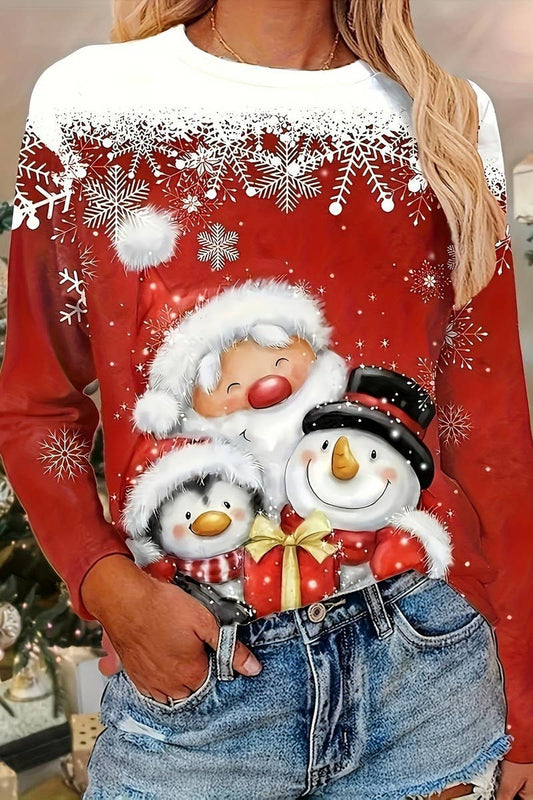 CWOSWL07611_SNOWMAN CHRISTMAS LONG SLEEVE KNIT TEE