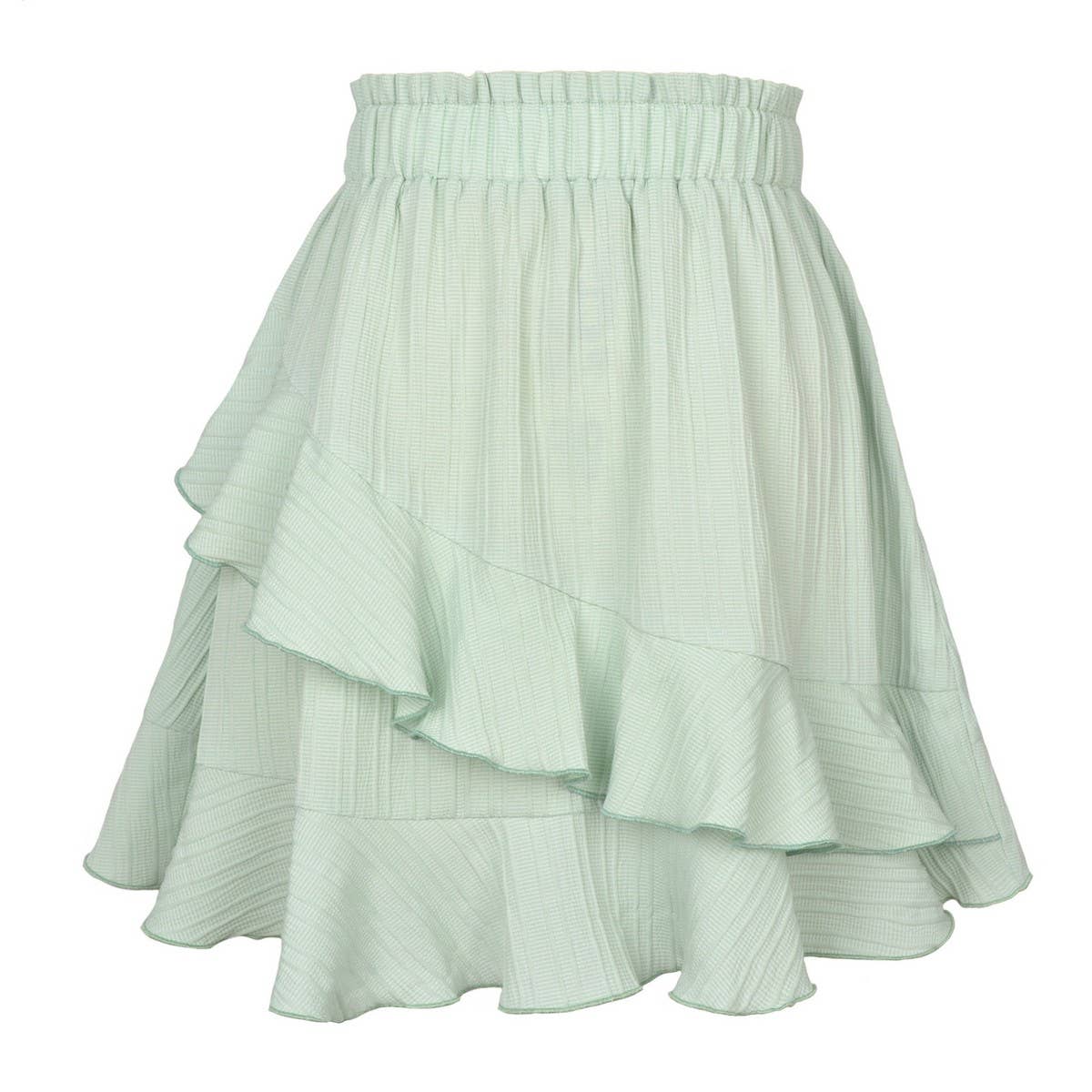 RUFFLED SKIRT HIGH WAIST SOLID COLOR SHORT SKIRT
