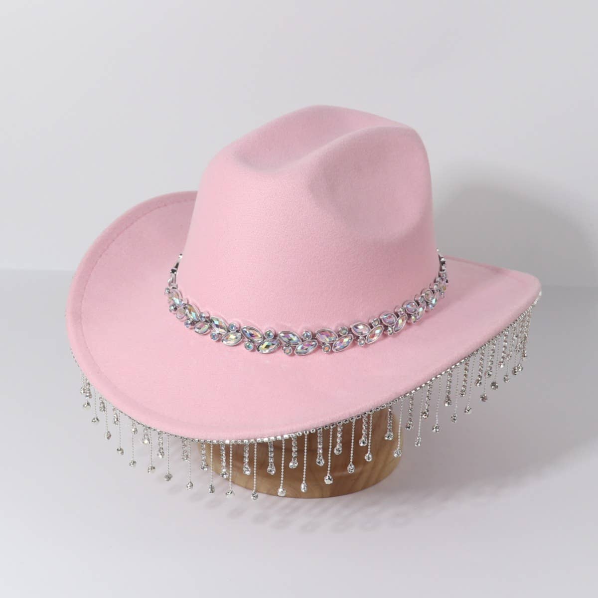 Western Rhinestone Pearl Fringe Cowboy Hat_CWAH3643
