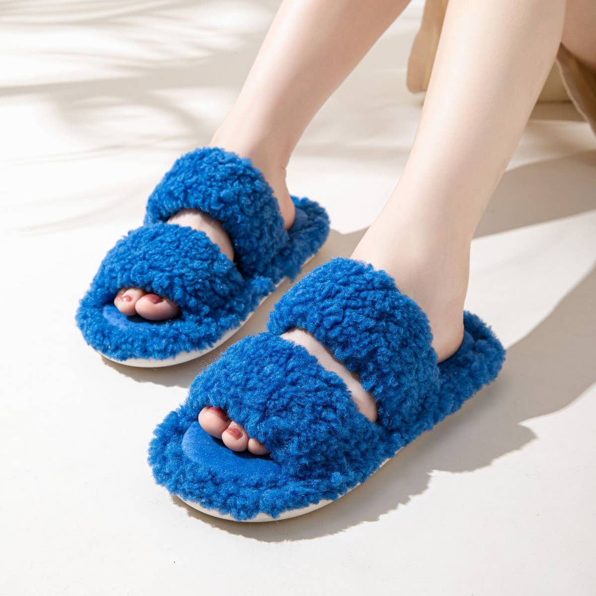 HOME CANDY COLOR BAR CURLY COTTON SLIPPERS_CWSHS0826