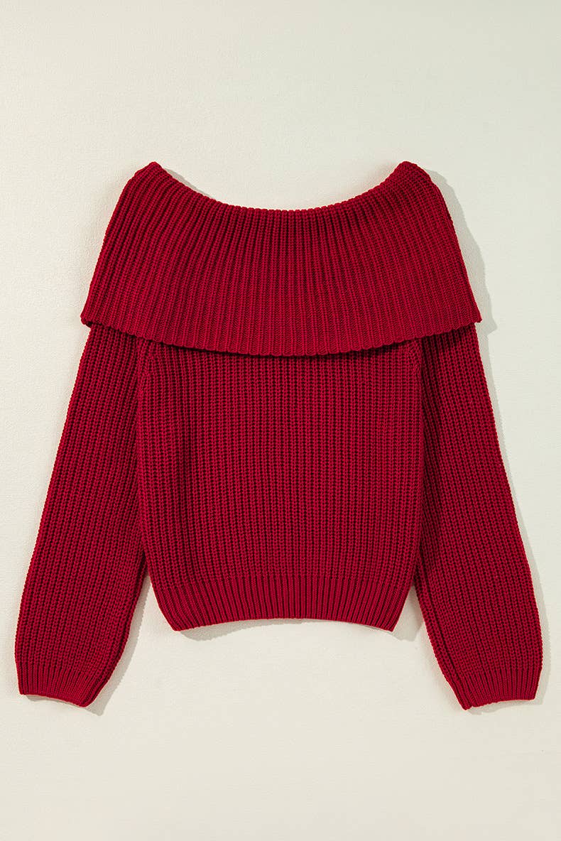 TREND LOOSE SOLID COLOR OFF-THE-SHOULDER SWEATER