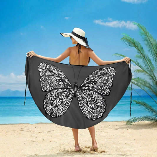 Large Butterfly Print Beach Cover-Up, Bikini Dress