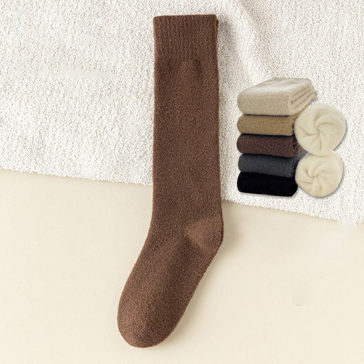 CWMS02752_WINTER FLEECE LINED WARM LONG SOCKS WOMEN THICK