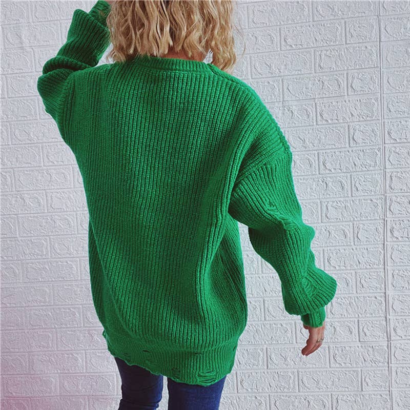 WOSWL1296_Crew Neck Pullover Casual Long Sleeve Sweater