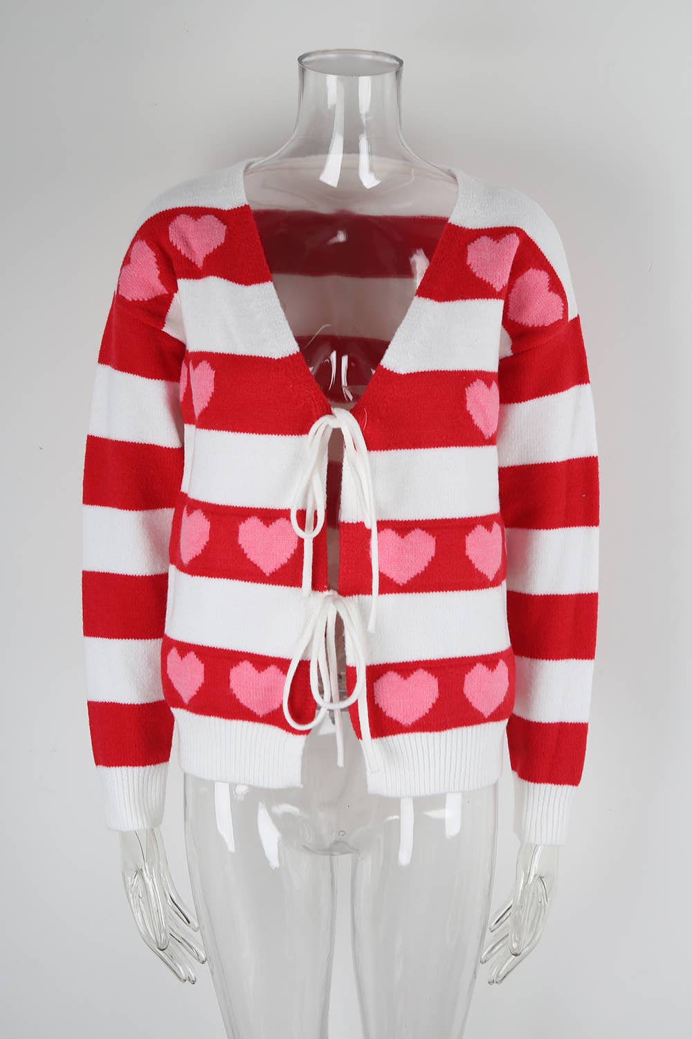 Valentine's Day heart-shaped drawstring cardigan