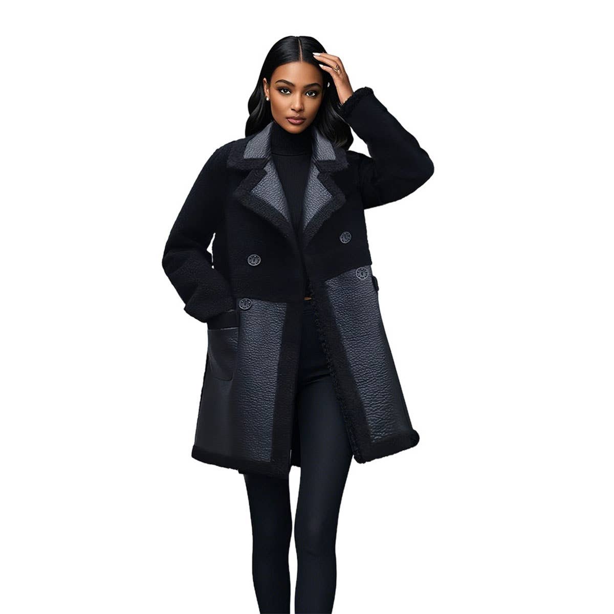 Vintage Reversible Faux Fur Lined Long Coat Women