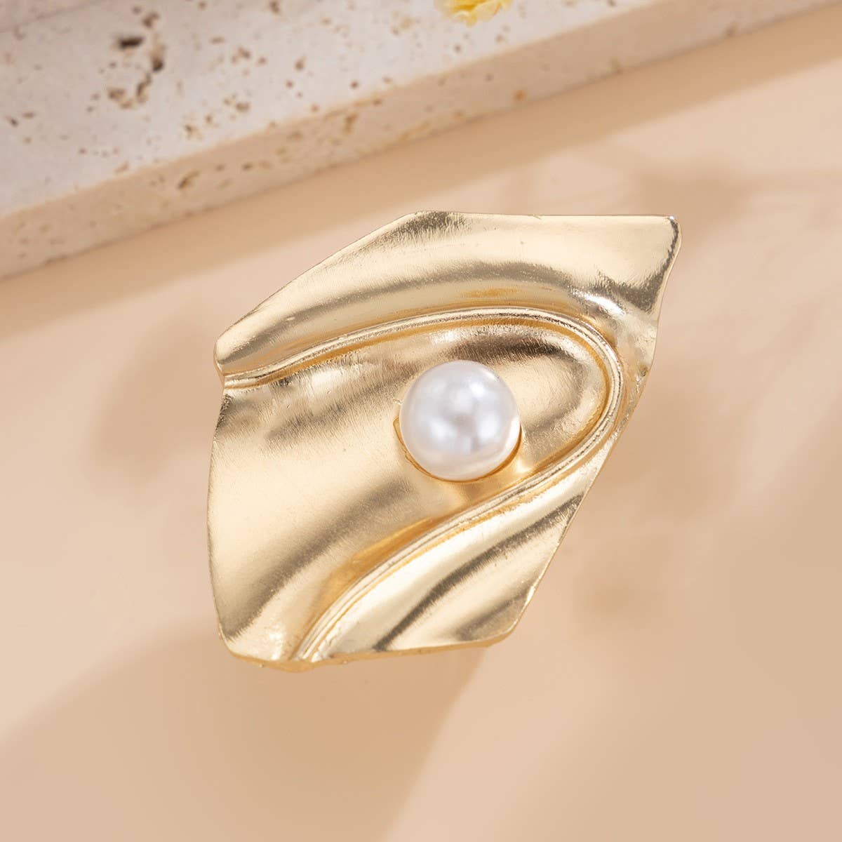 NEW IRREGULAR IMITATION PEARL ADJUSTABLE RING