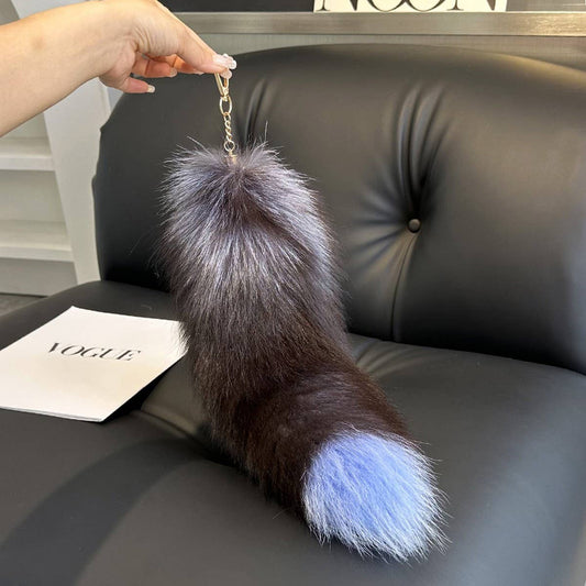 CUTE REAL FOX FUR BIG TAIL CAR KEYCHAIN PENDANT