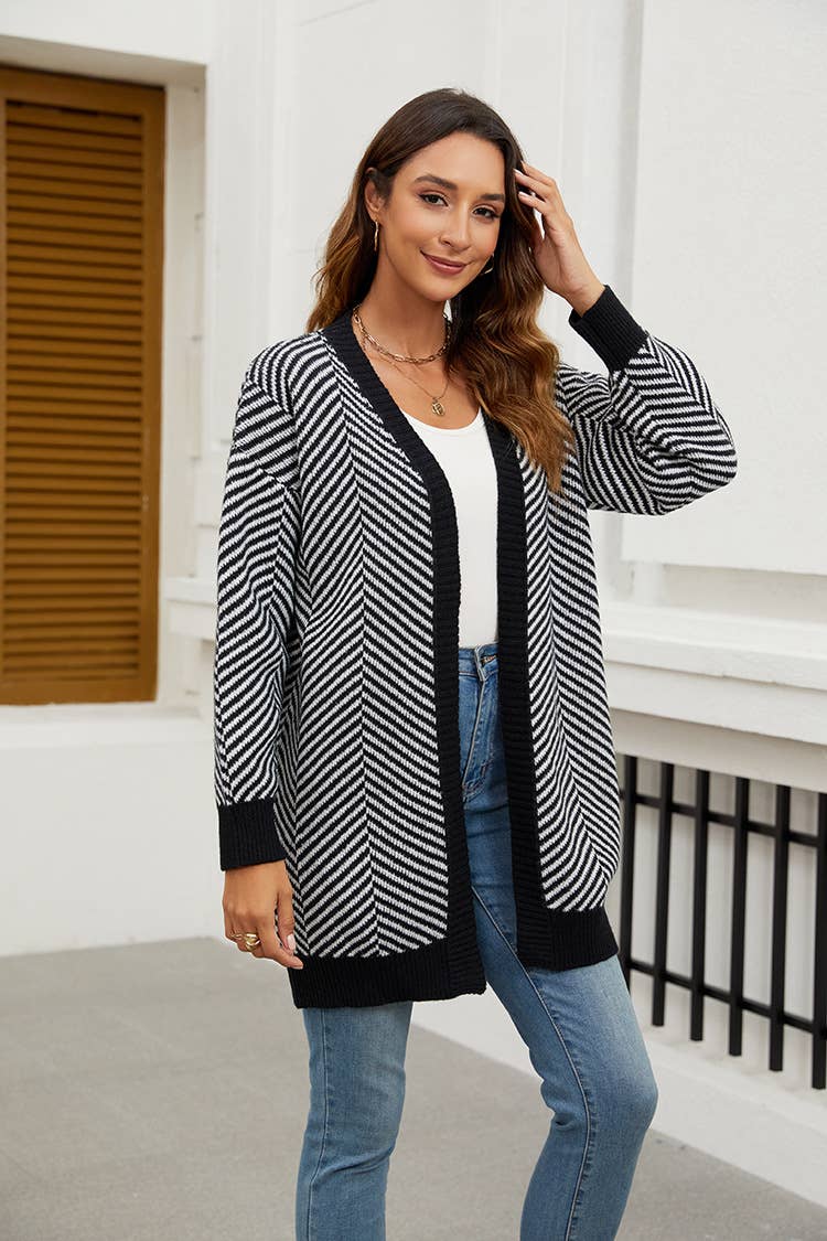 SLOUCHY STRIPED COLOR CARDIGAN