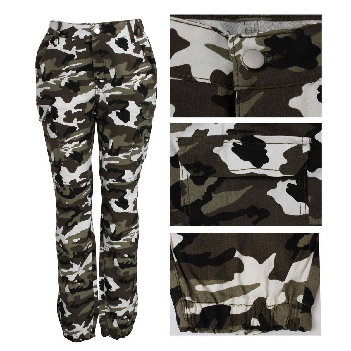 WOMENS SLIM FITTING CAMOUFLAGE PRINTED PANTS_CWBLP0383