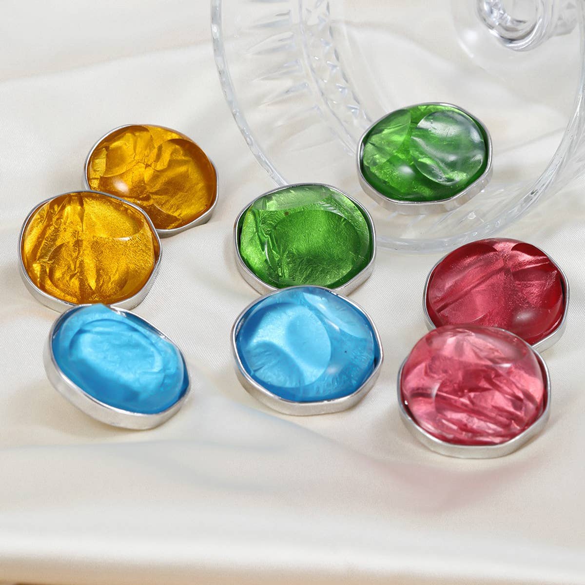 COLORFUL STAINLESS STUD EARRINGS JEWELRY