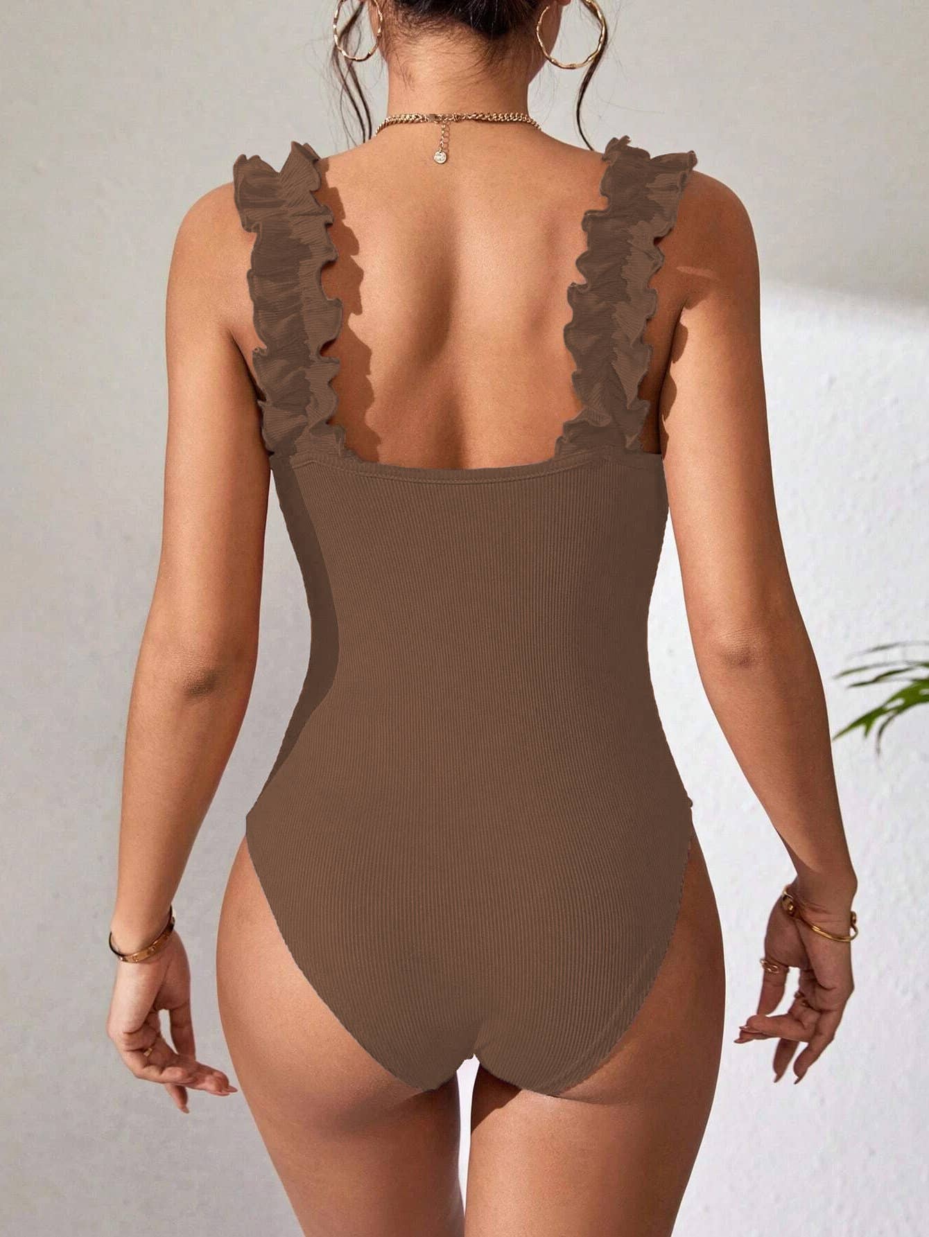 Solid-color sexy knitted halter jumpsuit