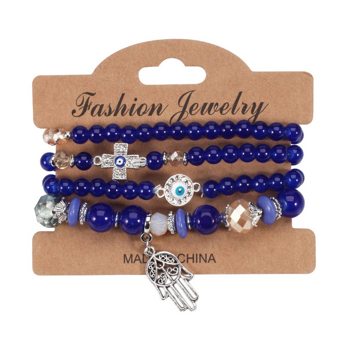 CWMM10447_BOHO HAND EYE CROSS CHARM BEADED BRACELET
