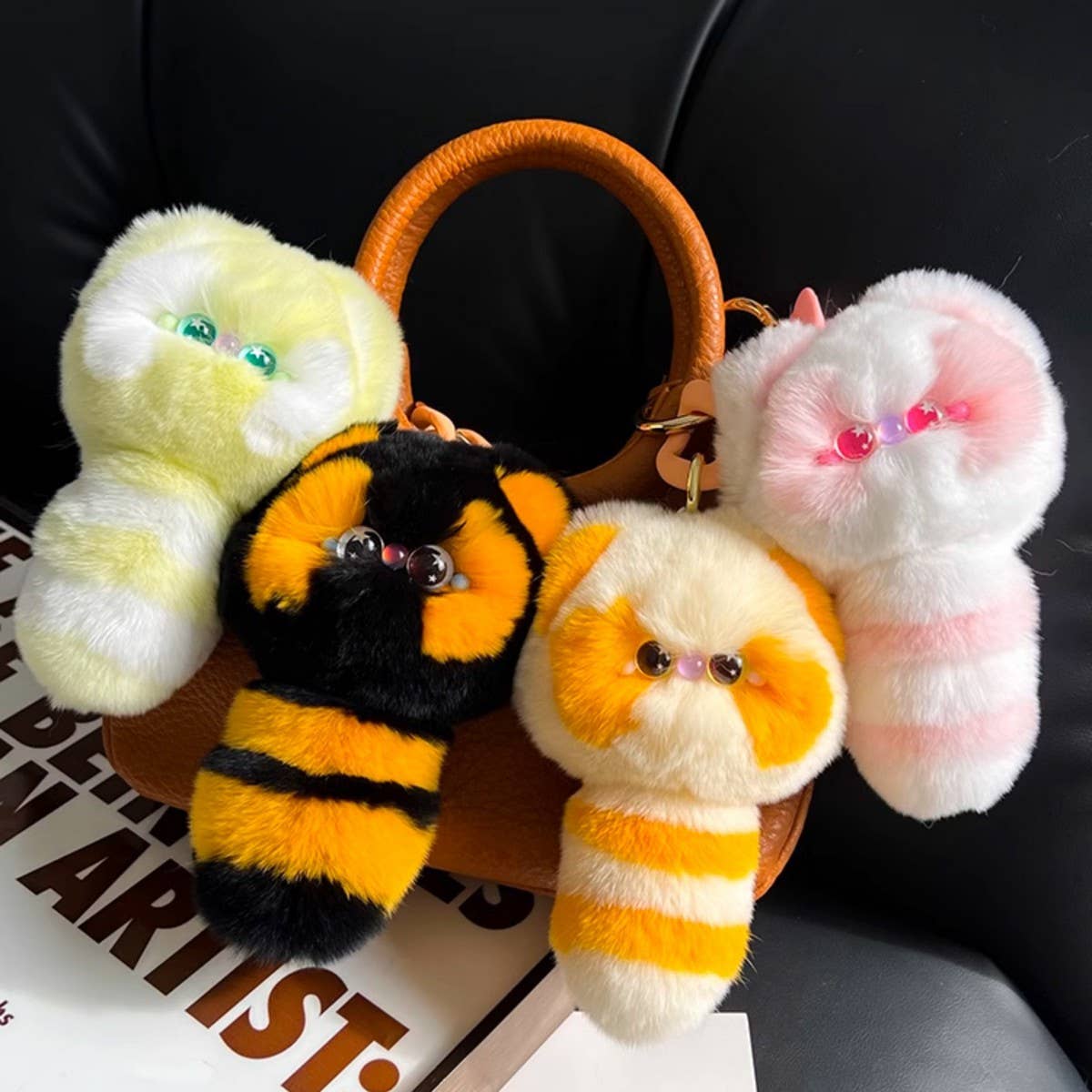 CUTE CHUBBY KITTEN CAR KEYCHAIN PLUSH PENDANT