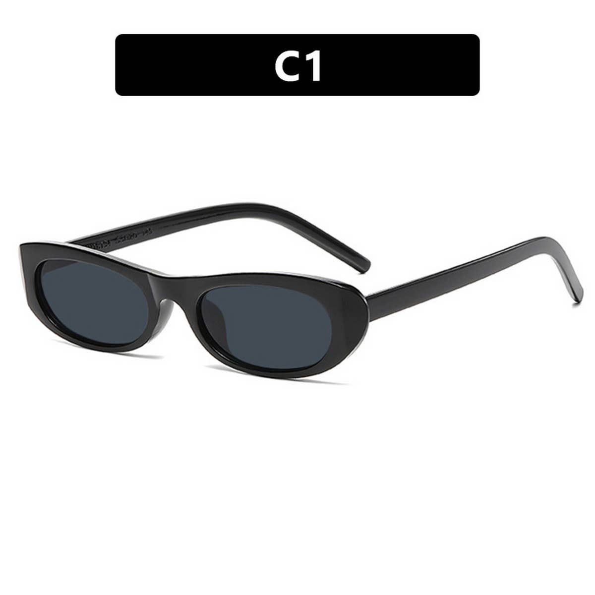 WOMEN NARROW FRAME RETRO OVAL SUNGLASSES