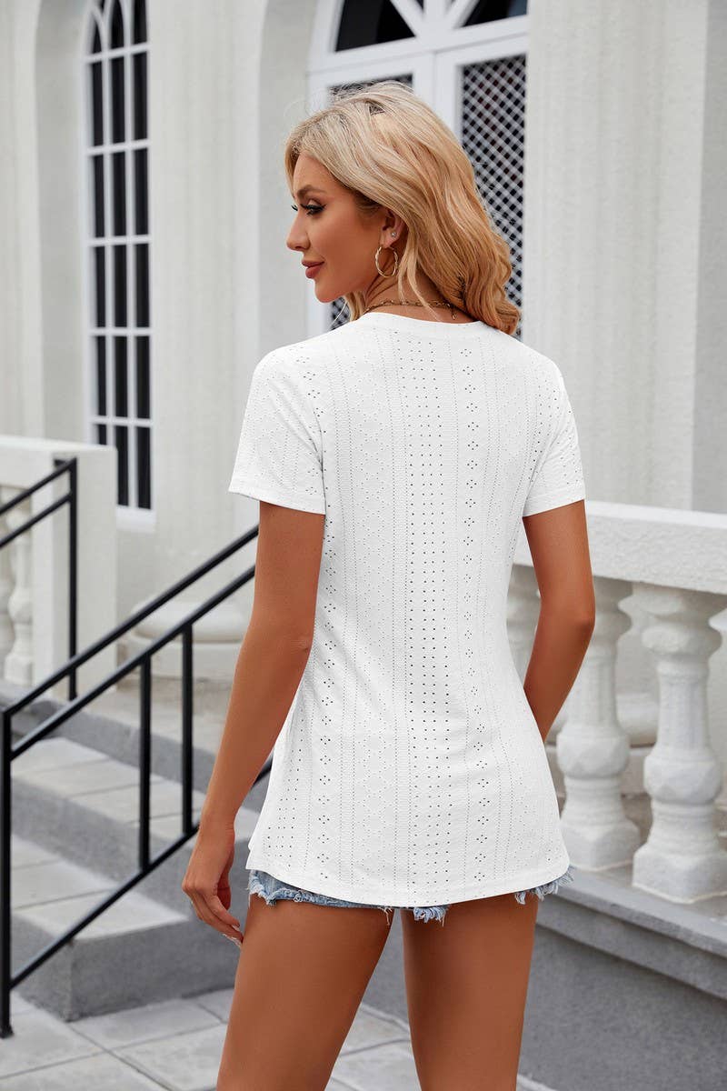 ROUND NECK SPLIT SHORT SLEEVE LOOSE PULLOVER_CWTSTS0216