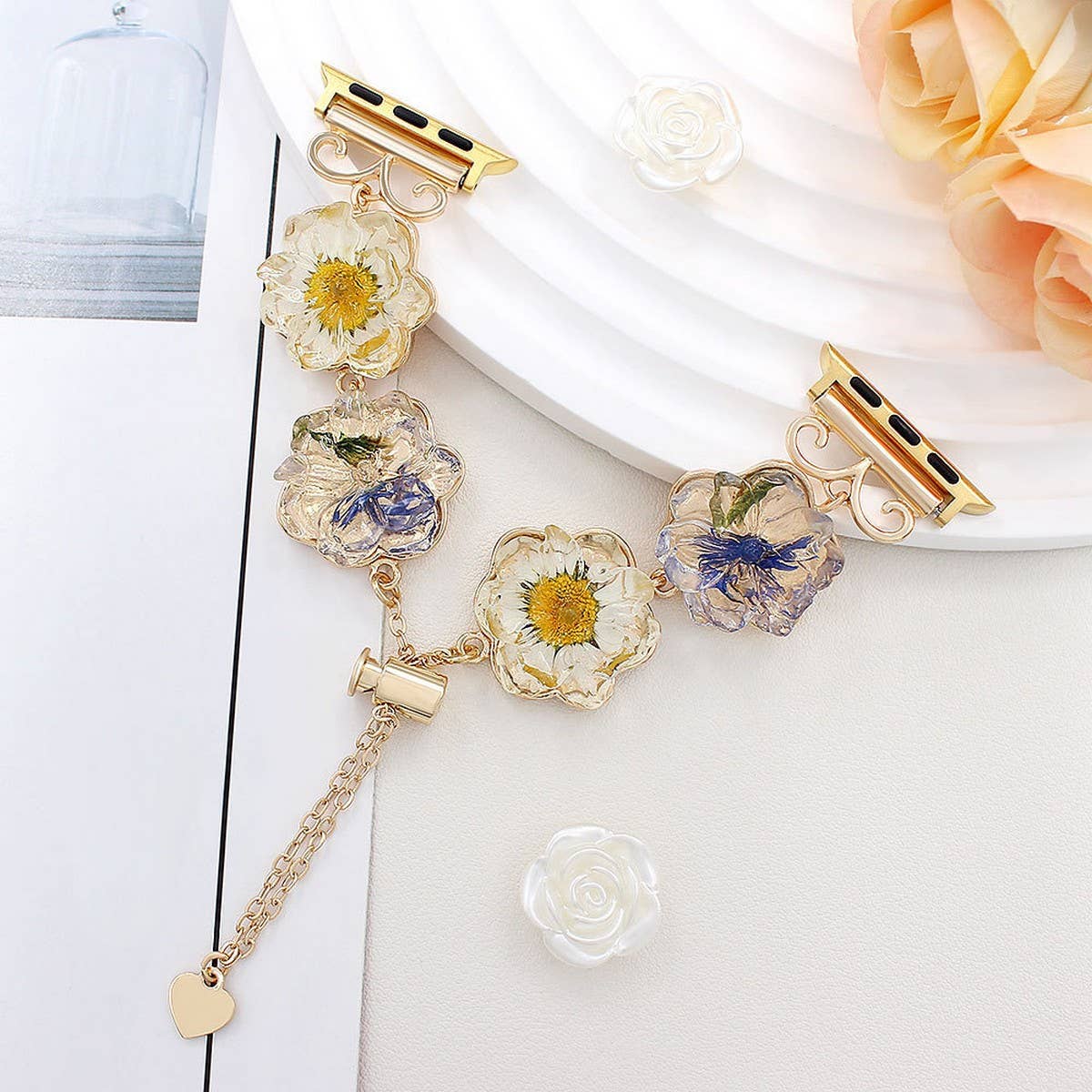 IWATCH8-1 TRANSPARENT DAISY DRIED FLOWER STRAP