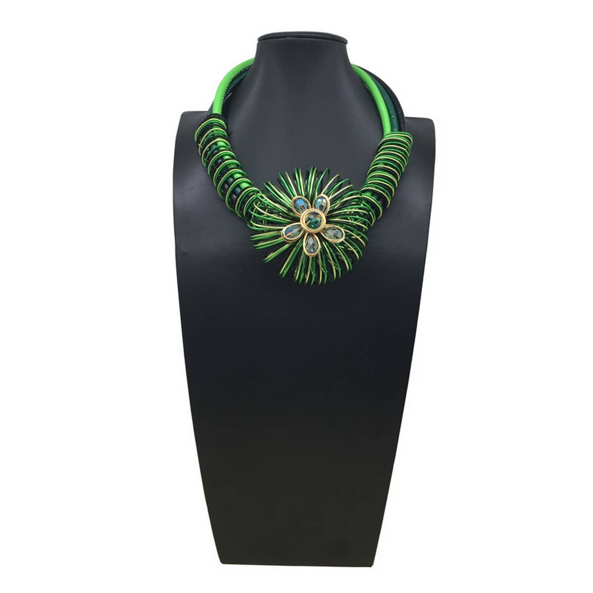 HANDMADE ALUMINUM WIRE FLOWER NECKLACE EARRING SET