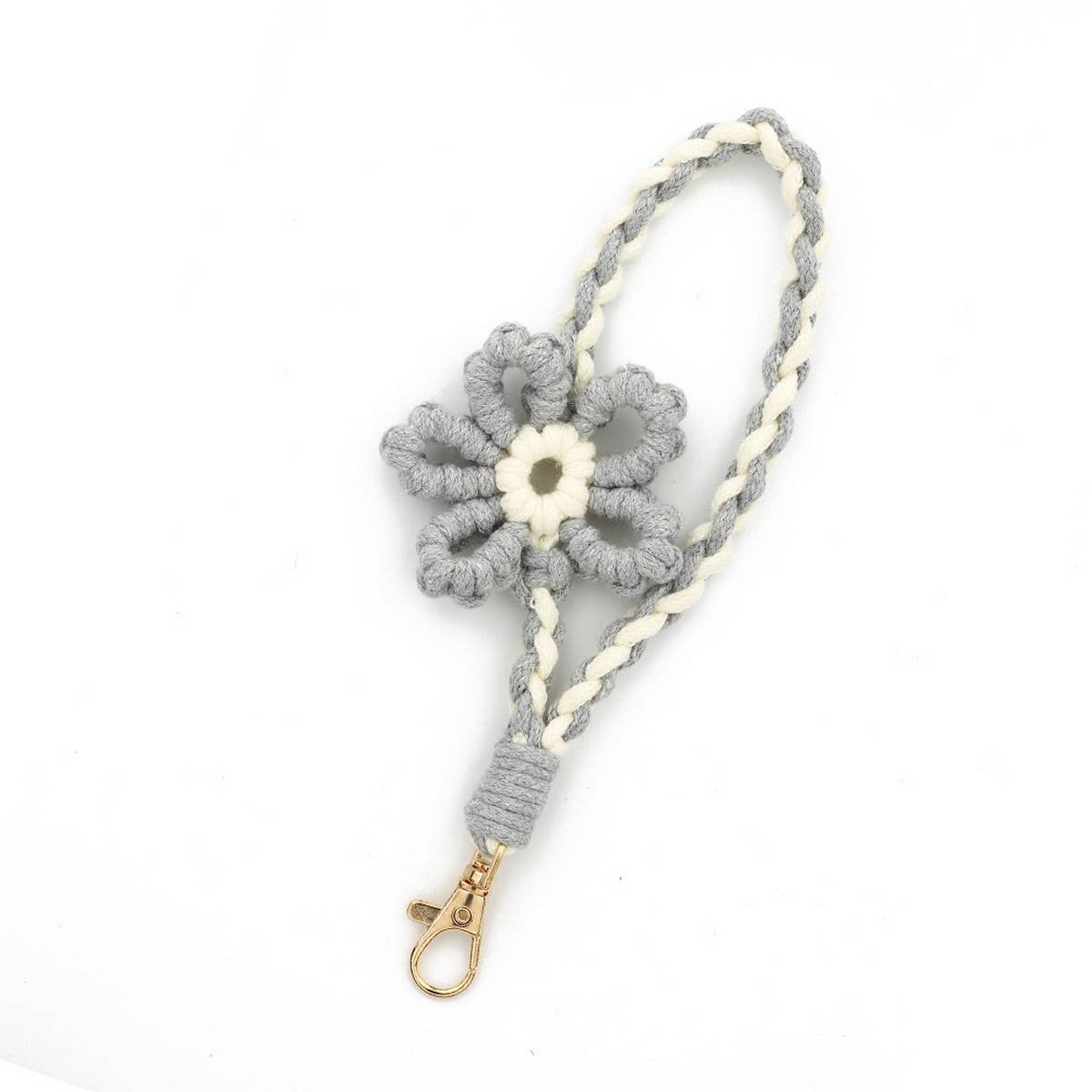 Handmade Colorful Wrist Strap Keychain with Flower_CWAB5024