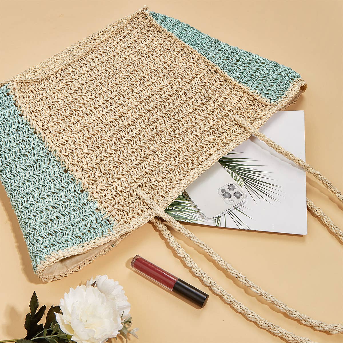WOMEN HANDMADE WOVEN SHOULDER CROSSBODY TOTE BAG_CWAB0819