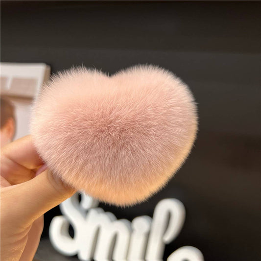 Cute Rex Rabbit Heart Hair Clip - Fluffy BB Pin