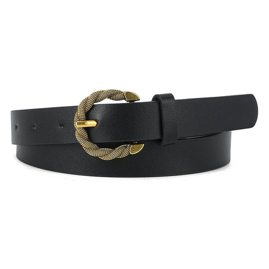 Serpentine pin buckle PU leather women's belt high-grade