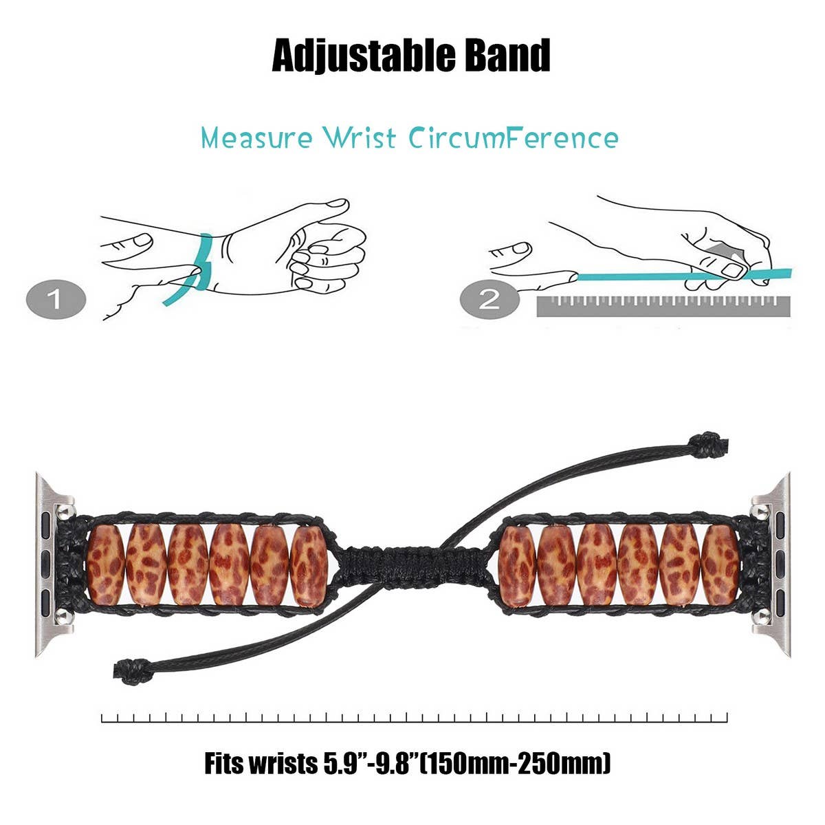 IWATCH9 WOODEN BEADS WAX ROPE STRAP Apple Watch9-1