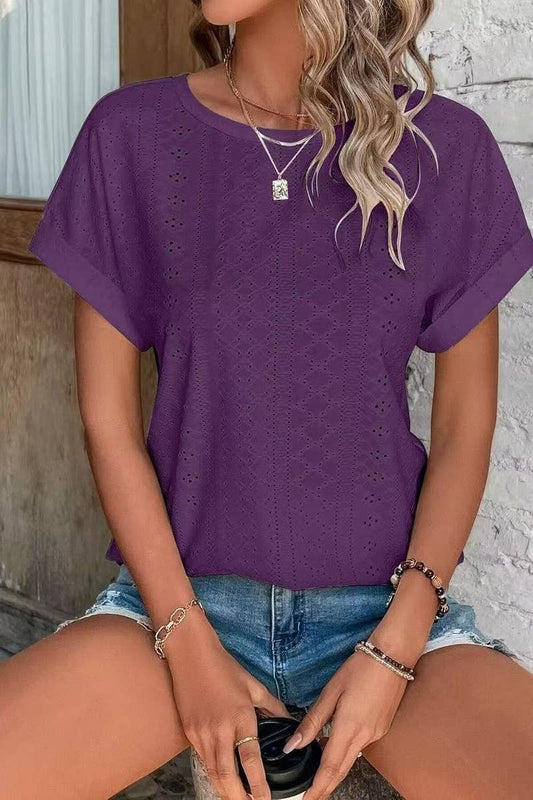 Cwtts1321_Summer New Round Neck Loose Short Sleeve T-Shirt