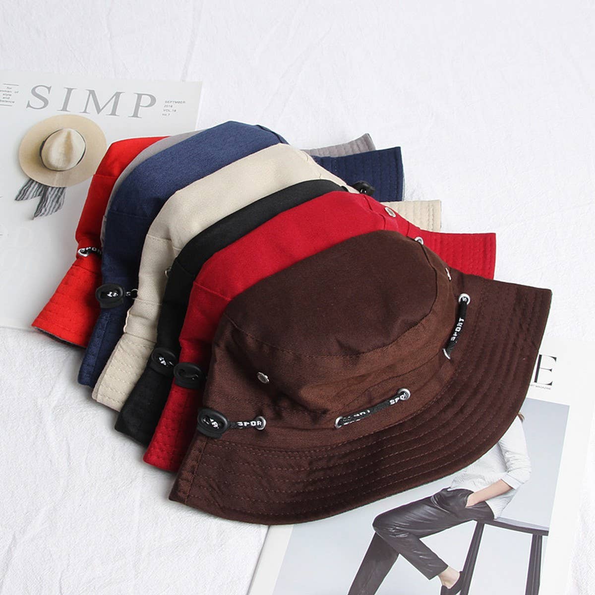 CWAH1519_SOLID COLOR CASUAL REVERSIBLE SUNSCREEN BUCKET HAT