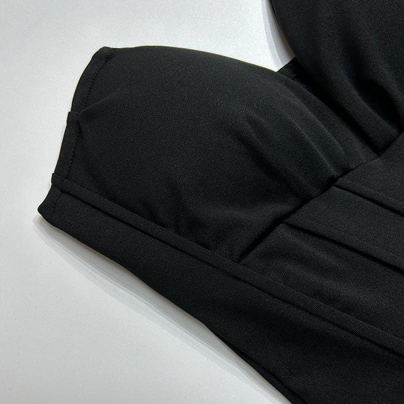 Strapless V-neck fishbone corset dress